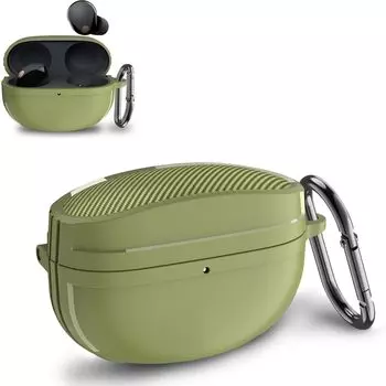 Чехол AIYYXX чехол для Sony с полной защитой, ударопрочный, совместимый с зарядкой, передняя светодиодная лампа предотвращает царапины, чехол из ТПУ с карабином wf-1000xm5 wf-1000xm5 зелёный