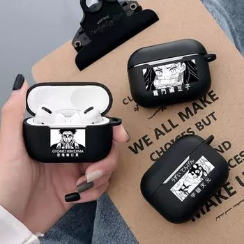 Чехол Anime Demon Slayer для Airpods Pro 3 2 1, защитные чехлы для беспроводных Bluetooth наушников Nezuko, черный чехол для Airpod
