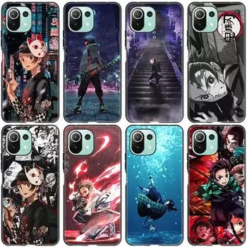 Чехол аниме Demon Slayer Tanjiro для Xiaomi Mi 11 Lite NE 11i 10T 11T Pro A2 A3 Lite POCO F3 M3 M4 C31 X3 Pro NFC GT, черный чехол Xiaomi Mi A2 Lite