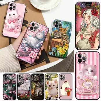 Чехол Apple для iPhone 11 12 13 mini Pro Max XS X XR 7 8 6 plus SE 2020, мягкие силиконовые чехлы, чехол с милым мультяшным котом, цветком, животным iPhone 5 5S SE