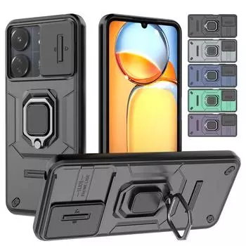 Чехол Armor для Redmi 13C 4G Xiaomi Poco C65 защитный чехол кольцо магнитный держатель бизнес полная защита чехол Poco C65 фиолетовый