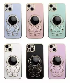 Чехол Astronaut с гальваническим покрытием и подставкой для iPhone 13 Pro Max/12/XS/8P iPhone 12 mini