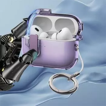 Чехол Автоматическая откидная крышка Встроенные накладки для наушников Airpod3 Минималистичный Ударопрочный Защитный чехол Второе поколение Чехол для наушников Apple Apple AirPods Pro 2 Transparent Purple