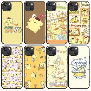 Чехол B-46 PomPomPurin черный для Redmi 10A 10C 12C 13C 9A 9C 9T A3X Note 10 9 9S 10S iPhone 11 12 13 14 15 16 X XS Pro Max Mini 7 8 Plus XR Redmi 13 4G гелиотроп
