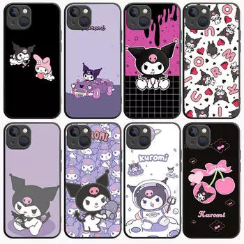 Чехол B-59 Kuromi черный для Redmi 10A 10C 12C 13C 9A 9C 9T A3X Note 10 9 9S 10S iPhone 11 12 13 14 15 16 X XS Pro Max Mini 7 8 Plus XR Xiaomi Poco M2 аэро