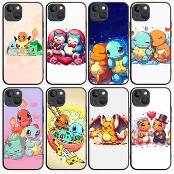 Чехол B-70 Cute Pokemon Black для Redmi 10A 10C 12C 13C 9A 9C 9T A3X Note 10 9 9S 10S iPhone 11 12 13 14 15 16 X XS Pro Max Mini 7 8 Plus XR Redmi 12 кожа буйвола