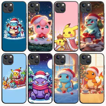 Чехол B-74 Christmas Pokemon Black для Redmi 10A 10C 12C 13C 9A 9C 9T A3X Note 10 9 9S 10S iPhone 11 12 13 14 15 16 X XS Pro Max Mini 7 8 Plus XR Redmi Note 12 4G арлекин
