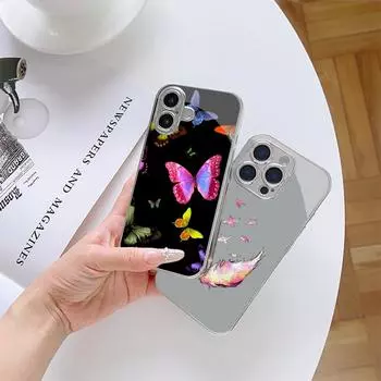 Чехол-бабочка N142 для iPhone 16, 15, 11 Pro Max, Samsung S24, S23 Ultra, A54, A35, A52, Xiaomi, Redmi Note 13, 12 Pro, закаленное стекло с покрытием for iPhone 6/6S