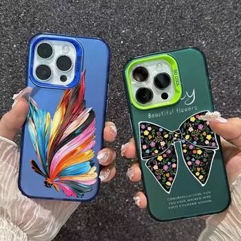 Чехол-бабочка с бантом для iPhone 16 Samsung A55 A35 S24 FE Xiaomi Redmi Note 13 Pro 14C Huawei Honor противоударный бампер для телефона с защитой от царапин полное покрытие Samsung A54 5G