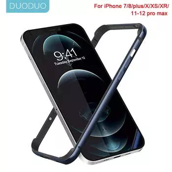 Чехол-бампер для iPhone 14 15 16 13 12 Mini 11 Pro Max 12Pro 11Pro XR X XS Роскошный алюминиевый металлический силиконовый чехол для телефона Синий Черный Аксессуары For iPhone X XS серебряный