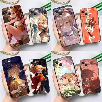 Чехол-бампер для iPhone 15 14 13 12 11 Pro Max X XS Max XR 7 8 Plus SE 2020 2022 с аниме-стилем Genshin Impact Yoimiya iPhone 14