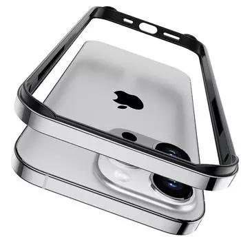 Чехол-бампер для iPhone 16 Pro Max 15 14 Plus 13 12 Mini 11 12Pro 15Pro 14pro iPhone16 16Plus металлический титаново-серый аксессуары для телефонов For iPhone11 Pro Max чёрный