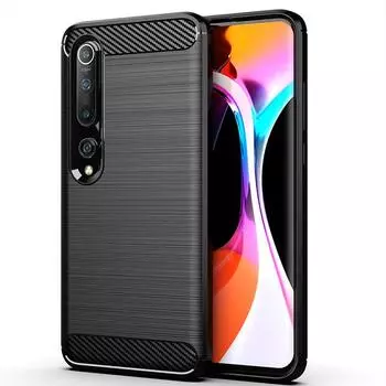 Чехол-бампер для Xiaomi Mi 10 5G, резиновый чехол из углеродного волокна для xaomi mi 10, задняя крышка для xiaomi 10 5g, силиконовые чехлы Mi 10 чёрный