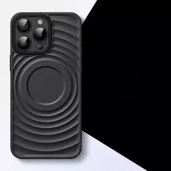 Чехол-бампер из твердого поликарбоната с волнистой текстурой для iPhone 16 Pro Max 15 Pro 14 13, защита линз, ударопрочный тонкий чехол для телефона iPhone 16 чёрный