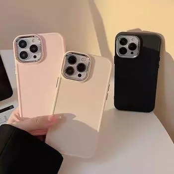 Чехол-бампер с линзами ярких цветов для iPhone 13 12 11 Pro Max X XR XS Max 7 8 6 Plus, модный однотонный силиконовый чехол на заднюю панель For iPhone X or XS