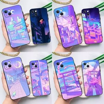 Чехол-бампер в пастельном японском стиле с изображением города Киото для iPhone 15 14 13 12 11 Pro Max X XS Max XR 7 8 Plus SE 2020 2022 iPhone 15Pro MAX