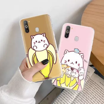 Чехол Bananya TPU для iPhone XR 7 8 14 15 11 12 13 X XS Pro Max Xiaomi Redmi 13C Note 9 Samsung A22 S23 S24 Ultra Plus VIVO VIVO Y5S аэро