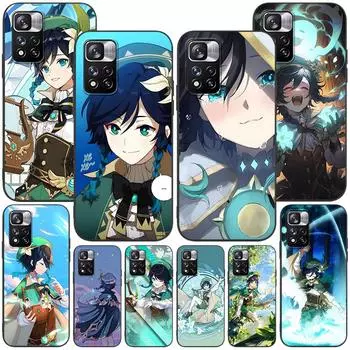 Чехол Barbatos Genshin Impact для Xiaomi Redmi Note 8 10 10S 11 9 11S 7 12 Pro Plus 12S 9S 8T 11E Pro 11T, мягкий черный чехол для телефона Redmi Note 12 Pro