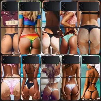 Чехол Beach Beauty с сексуальной спиной и попкой для Samsung Galaxy Z Flip 3 Flip 5 4 5G, черный жесткий чехол для мобильного телефона Samsung Z Flip 5 5G Luxury P Samsung Z Flip 4 5G