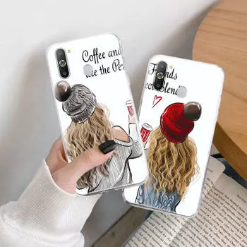 Чехол Best Friends TPU для iPhone XR 7 8 14 15 11 12 13 X XS Pro Max Xiaomi Redmi 13C Note 9 Samsung A22 S23 S24 Ultra Plus VIVO Samsung S7 Edge аэро