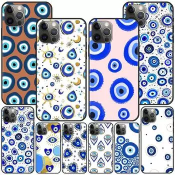 Чехол Blue Evil Eye для Apple Iphone 14 11 13 12 Pro Max Xr 7 8 + Se 2020 Xs 6 6s Plus 5 5S, черный силиконовый чехол для телефона iPhone 5 5s SE