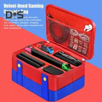 Чехол большой емкости с ручкой-молнией, ударопрочный, устойчивый к ударам, сумка для хранения игровой консоли для Switch/для Switch OLED зелёный