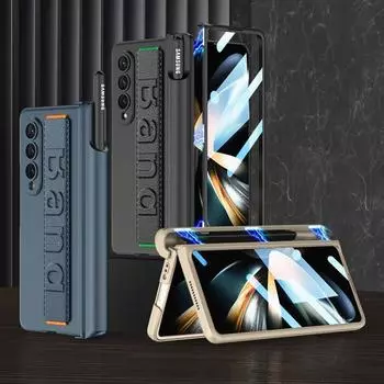 Чехол-браслет для Samsung Galaxy Z Fold 4 3, чехол с магнитным шарниром, держатель для ручки, ремешок, жесткий чехол для ПК с экраном, Flim (Нет S Pen ) NO S Pen