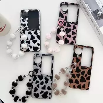 Чехол-браслет из меха норки в форме сердца для телефона. Подходит для смартфонов Samsung zflip3/zflip4/zflip5/zflip6. zflip3