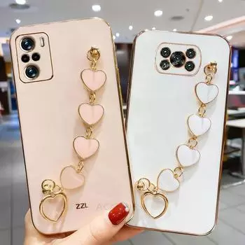 Чехол-браслет с покрытием Love Heart для Xiaomi Mi Poco X3 Pro X 3 Nfc F3 M4 X4 M3 F4 GT 5g, чехол на запястье Poko M 4 4g X3pro poco x3 nfc золотой/розовый
