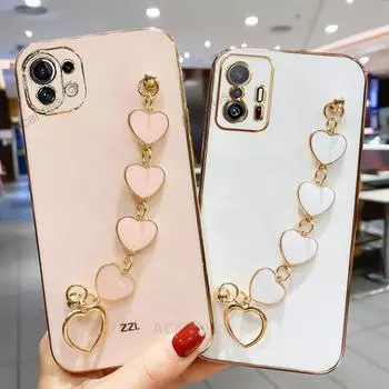 Чехол-браслет с покрытием Love Heart для Xiaomi Mi 11 Lite 5g Ne 11T Pro Mi11 T 12 12x, роскошный чехол на запястье на Xiomi 11lite for mi 11T