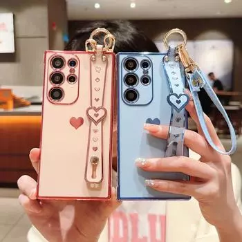 Чехол-браслет с покрытием в виде сердца для Samsung Galaxy S23 S22 Ultra S21 Plus S21FE A23 A24 A13 A12 A13 A52 A53 A54, противоударный силиконовый мягкий чехол для iPhone Samsung Galaxy A54 5G белый