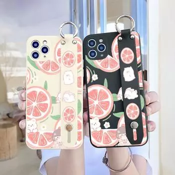 Чехол-браслет с рисунком грейпфрута для iPhone 14 13 12 Pro Max Samsung Galaxy S23 Ultra S20 FE M32 A13, мягкий жидкий силиконовый чехол для мобильного телефона iPhone XS MAX чёрный