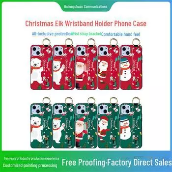 Чехол-браслет с тиснением в виде рождественского лося для Apple 14/15 Pro Max и 14 Plus iPhone 7/8/SE2/SE3