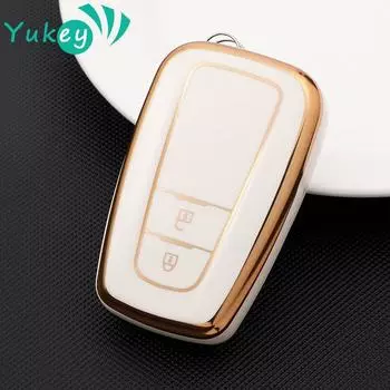 Чехол-брелок для ключей из ТПУ с 2 кнопками для Toyota CHR C-HR Prius 2016-2020, аксессуары для дистанционного управления без ключа, Стайлинг автомобиля белый