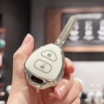 Чехол-брелок для Toyota Corolla VIOS Camry Yaris RAV4 HiLux Cruiser Fortuner с 2 кнопками, чехол для дистанционного ключа автомобиля, аксессуары чёрный