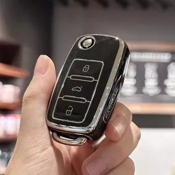Чехол-брелок для VW Volkswagen Jetta Passat Golf Beetle Rabbit GTI CC EOS, 4 кнопки, корпус дистанционного ключа без ключа чёрный