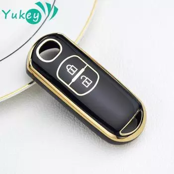 Чехол-брелок из ТПУ с 2 кнопками для Mazda CX5 CX-5 2 3 5 6 M2 M3 M5 M6 GT 2015 2016, защитная сумка-держатель для ключей чёрный