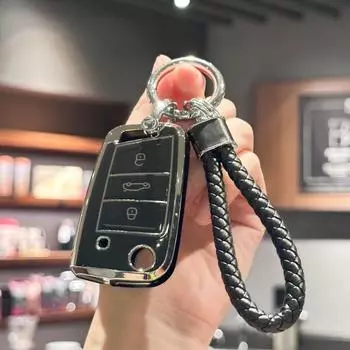 Чехол-брелок из ТПУ с ремешком для ключей для VW Volkswagen Golf 7 MK7 Tiguan MK2 для SEAT Ateca Leon FR 2 Ibiza для Skoda Octavia фиолетовый