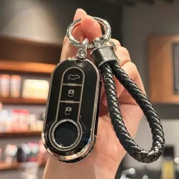 Чехол-брелок из ТПУ с ремешком для ключей для Fiat 500, чехол для ключей Boyue Bravo Iveco Olsen, чехол для дистанционного ключа от автомобиля фиолетовый