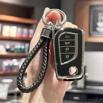 Чехол-брелок из ТПУ с ремешком для ключей для Toyota Fortuner Tundra Camry RAV4 Highlander Corolla, умный держатель для ключей