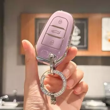 Чехол-брелок с блестящим ремешком для ключей для Peugeot 2008 3008 5008 308 508 для Opel Grandland X Mokka Corsa Insignia чёрный