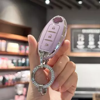 Чехол-брелок с блестящим ремешком для ключей для Nissan 370Z Armada Kicks Murano Pathfinder Rogue Titan Versa Note Infiniti чёрный