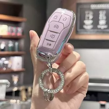Чехол-брелок с блестящим ремешком для ключей для Ford Fusion Mustang F150 Edge Explorer Lincoln MKZ MKC MKX Smart Remote Key чёрный