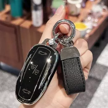 Чехол-брелок с брелоком, автомобильный брелок для Tesla Model S Model 3 Model Y Model X, защита для удаленного смарт-ключа Model 3 Y чёрный