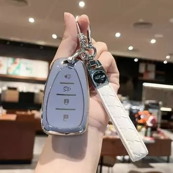 Чехол-брелок с цепочкой для ключей для Chevy Chevrolet Malibu Equinox Camaro Cruze Tahoe Traverse Blazer Volt Bolt, умный держатель для ключей белый