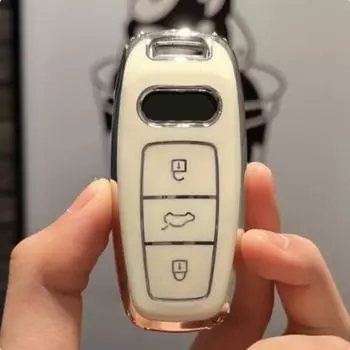 Чехол-брелок с дистанционным управлением из ТПУ с 3 кнопками для A6 A6L A7 A8 A8L A3 E-tron 55 Q7 Q8 C8 2019 2020 2021, брелок в виде ракушки чёрный