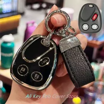 Чехол-брелок с кольцом для ключей, автомобильный брелок для LHJ011 на 2003, 2004, 2005, 2006 годы, Chevy Tahoe Suburban Silverado Avalanche Equinox SSR чёрный