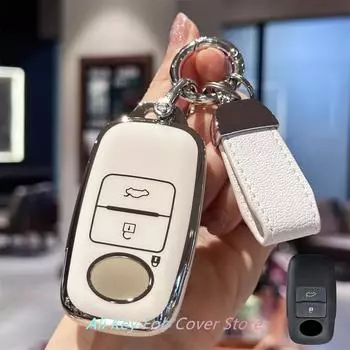 Чехол-брелок с ремешком для ключей для Toyota Yaris Ativ Raize Veloz Avanza Rush Perodua Daihatsu Malaysia Smart Remote чёрный