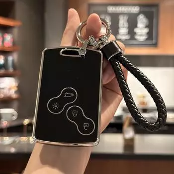 Чехол-брелок со шнурком для ключей для Renault Captur Kadjar Megane Talisman Espace Clio Zoe Koleos Scenic Arkana Dacia Sandero чёрный