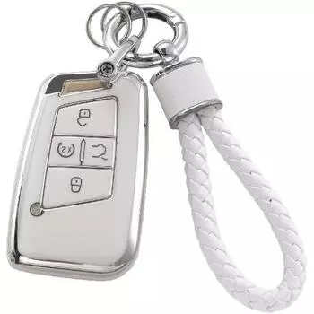 Чехол-брелок VW Volkswagen с брелком, мягкий защитный чехол для ключей из ТПУ, подходит для Tiguan Atlas Jetta Passat Golf Alltrack Smart